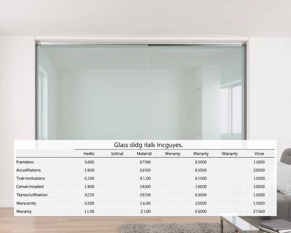 A detailed price analysis of a sleek, modern glass sliding wall from the "glazen schuifwanden limburg" brand. The image showcases the elegant frameless glass panels, seamlessly gliding on a sturdy, minimalist track system. Soft, diffused lighting highlights the crystal-clear transparency and the high-quality craftsmanship. In the foreground, a meticulously composed table displays cost breakdowns, material specifications, and warranty information, providing a comprehensive view of the investment. The background features a neutral, sophisticated interior setting, allowing the focal point to be the detailed pricing analysis of this "glazen schuifwanden limburg" glass sliding wall solution.